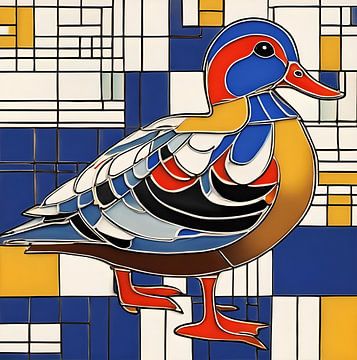 Mandarin duck in red, yellow and blue by Gert-Jan Siesling
