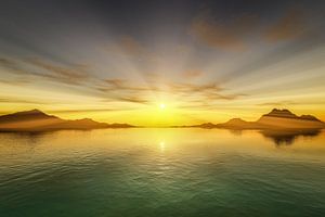 Coucher de soleil sur la mer sur Markus Gann