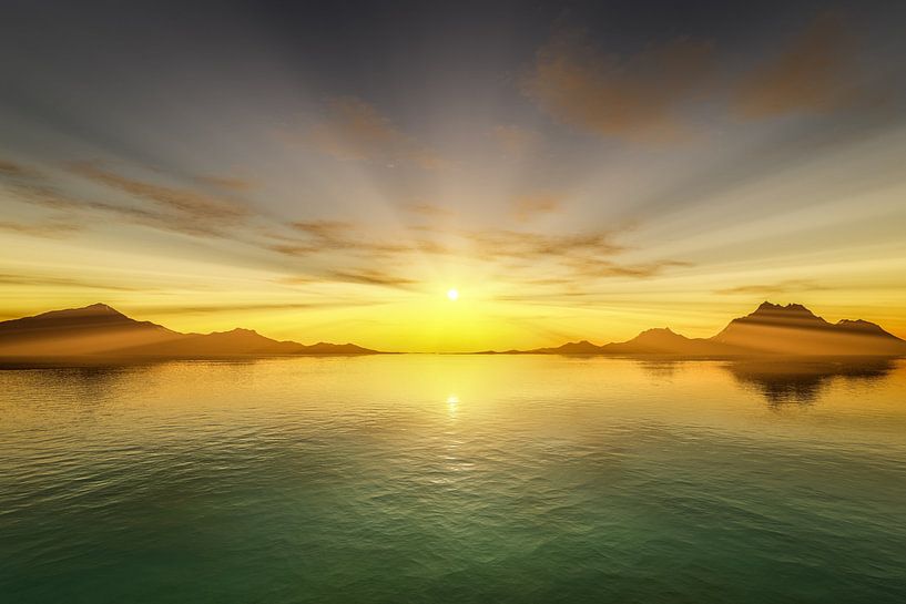 Zonsondergang aan zee van Markus Gann