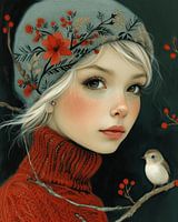 The girl with the bird