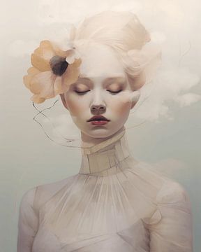 Eclectic portrait in white and gold by Carla Van Iersel