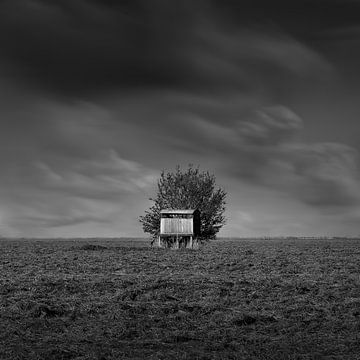 The House - minimalist black and white photograph near Eemdijk and Spakenburg by Phillipson Photography