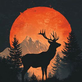 Majestätische Hirschsilhouette von Lufy