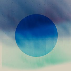 Neon art. Colorful minimalist geometric abstract in blue, green, beige by Dina Dankers