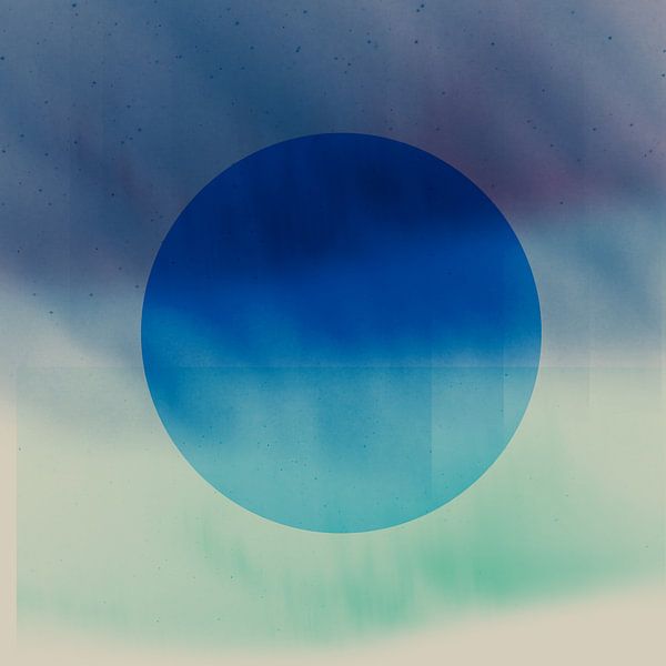 Neon-Kunst. Bunte minimalistische geometrische abstrakte in blau, grün, beige von Dina Dankers