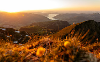 Sonnenuntergang über dem Sihlsee, Kanton Schwyz
