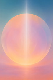 Stralende pastelkleurige bol tegen een blauwe lucht van Gentle Echoes