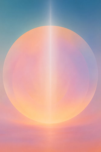 Luminous Pastel Orb in a Blue Sky