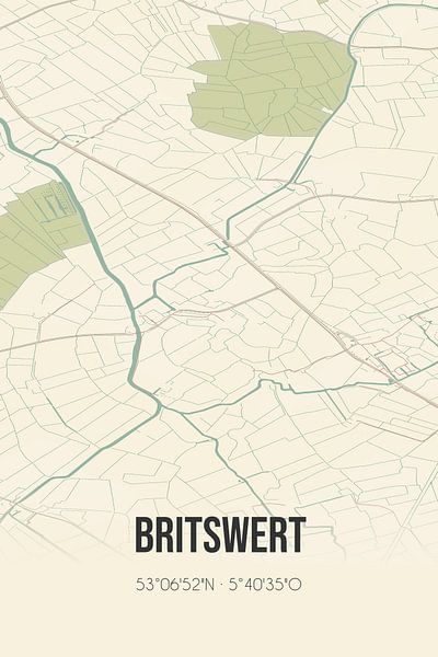 Vintage map of Britswert (Fryslan) by Prints of Place