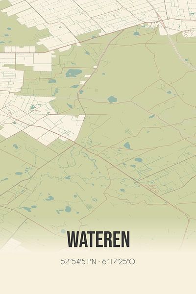 Vintage map of Wateren (Drenthe) by Prints of Place