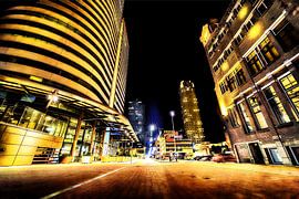 Rotterdam Wilhelmina quay at night by Marcel Kieffer