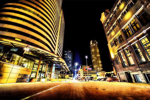 Rotterdam Wilhelmina quay at night