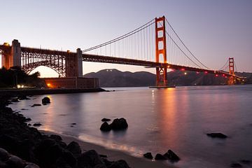 Golden Gate Brug bij zonsondergang van Marianne Kiefer PHOTOGRAPHY