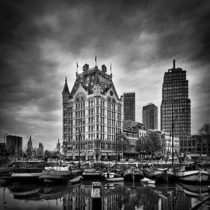 alten Hafen und das Weiße Haus (monochrom, quadratisch) von Prachtig Rotterdam