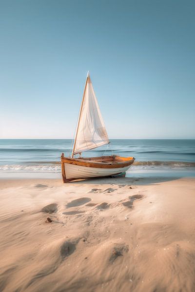 Ruhige See, einsames Boot von fernlichtsicht