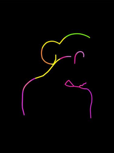 De Neon Vrouw – Kleurrijke Vrouwen Lijntekening in Neon | Roze, Paars, Groen en Oranje