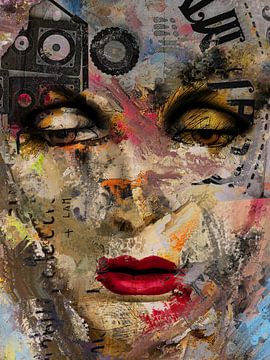 Het digitaal geschilderde gezicht van Gabi Hampe