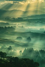 Sanftes Licht über grünen Hügeln von Femea Stille Landschappen