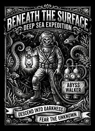 Unter der Oberfläche – „Abyss Walker“ Vintage-Kunstwerk von jenaka bermain