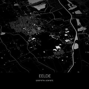 Black-and-white map of Eelde, Drenthe. by Rezona