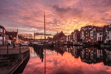 Galgewater Leiden au lever du soleil sur Dirk van Egmond