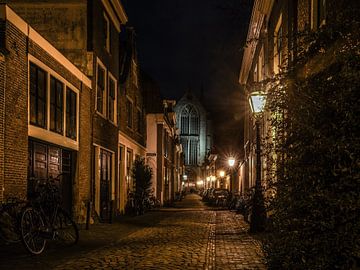 Herensteeg avec vue sur la Pieterskerk à Leiden