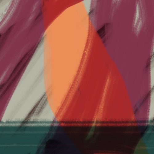 Abstracte kunst in neon- en pastelkleuren. Licht terra, paars