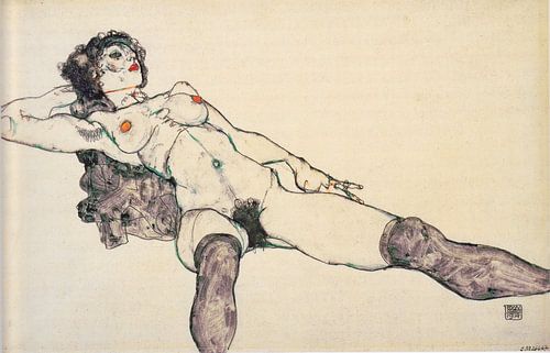 Egon Schiele. Vrouw met gespreide benen