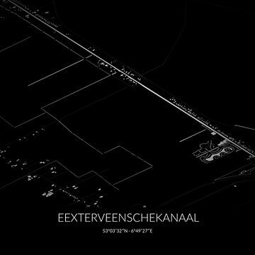 Zwart-witte landkaart van Eexterveenschekanaal, Drenthe. van Rezona