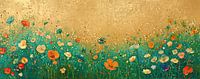 Bloemenveld panorama met goud van True Nature Art thumbnail