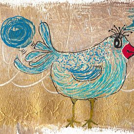 Oiseau avec un ballon de plage sur @Unique