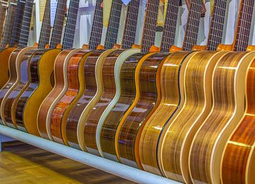 A row of guitars