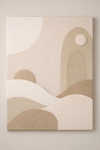Minimalistisch abstract landschap in zachte neutrale tinten