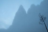 Mountain peak in the mist