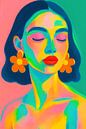Kleurrijk abstract portret met neon accenten – moderne eyecatcher van OEVER.ART thumbnail