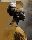 Modern portret in collage stijl, goudbruin van Carla Van Iersel thumbnail