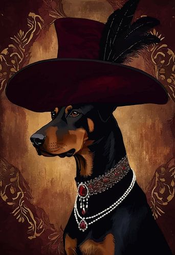 Doberman Hond in Victoriaanse kleding