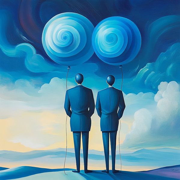 Twee mannen in blauw van Linda van Hagen