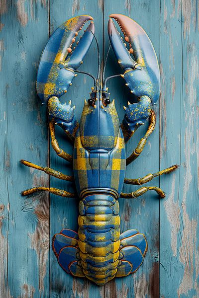 Lobster Luxe - Scottish Lobster in blue and yellow by Marianne Ottemann - OTTI