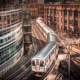 Chicago Metro S-Bend tussen de gebouwen van Jan van Dasler