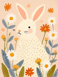Spring Bunny in Wildflowers – Whimsical Floral Nursery by StudioRemier