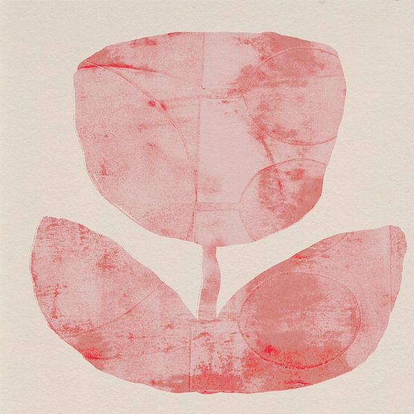Floral silhouettes. Tulip in pink on white. by Dina Dankers