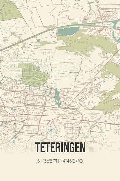 Carte ancienne de Teteringen (Brabant du Nord) par Affiches de lieux