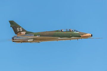 Flyby of the North American F-100F Super Sabre during the 2014 Wings over Houston Airshow. by Jaap van den Berg