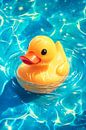Schwimmende Glücksente im Wasser von Poster Art Shop Miniaturansicht