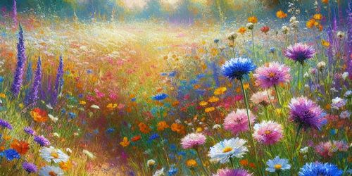 Wilde bloemen in een veld van Henk van Holten