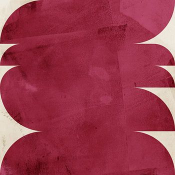 Abstrakte geometrische Kunst im Retrostil. Burgunderfarbene Formen auf Weiß.