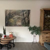 Klantfoto: Zonnestralen, spelend met de bomen van Karla Leeftink, op canvas