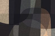 Abstracte organische vormen en lijnen. Geometrische kunst in retro stijl in grijs, bruin, zwart V van Dina Dankers thumbnail