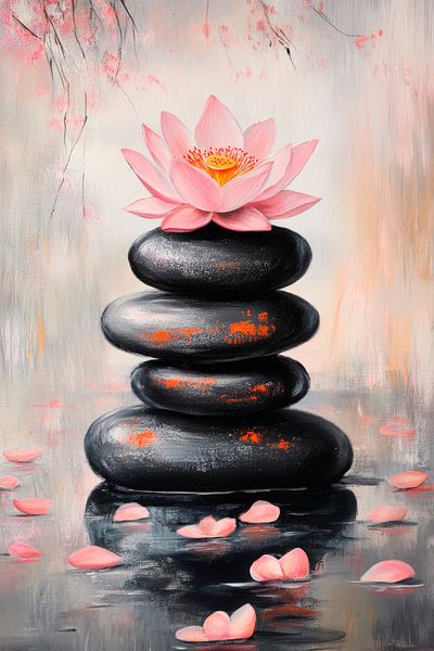 Lotusblüte auf Steinen – Ruhe und Harmonie von Poster Art Shop